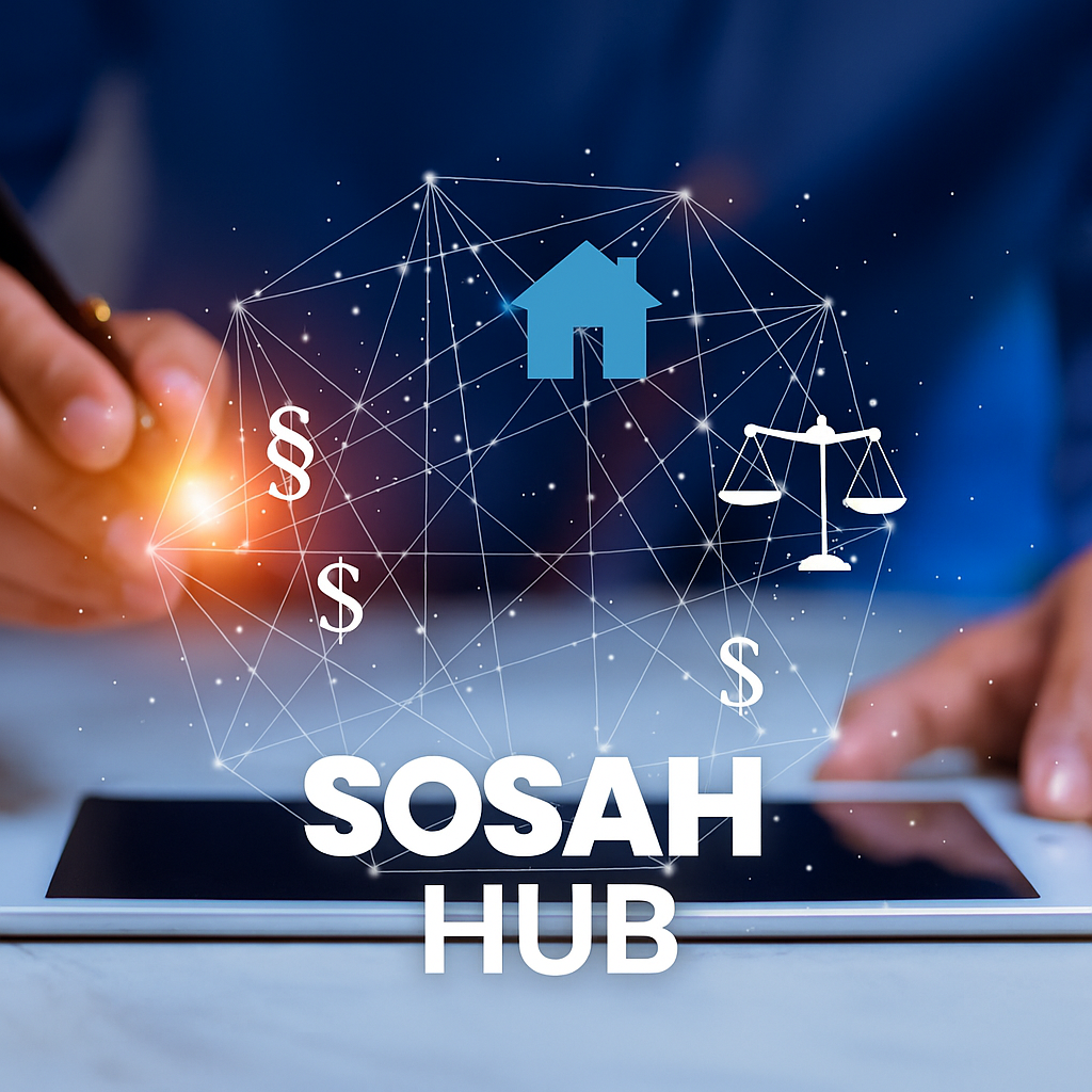 Conexões empresariais e tecnológicas representando o Sosah Hub